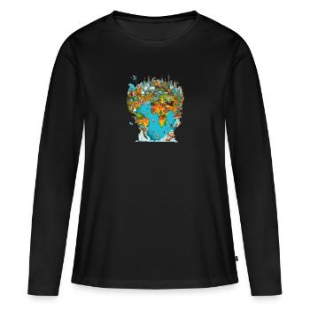 Die Denkmäler der Welt Nr. 3 - Frauen Premium Bio Langarmshirt - Schwarz - Vorne - Julia (174cm)