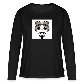 Cat Biker, Moto, Art moderne - T-shirt manches longues Premium bio Femme - noir - Devant - Julia (174cm)