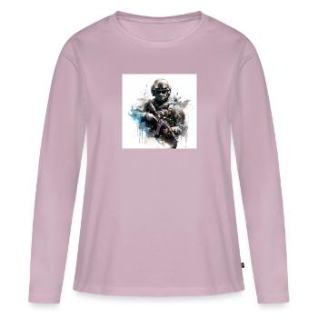 COD jeu art shooter - T-shirt manches longues Premium bio Femme - rose poudré - Devant - Julia (174cm)