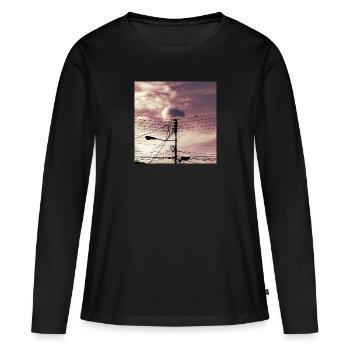 l'oiseau sur les cables - T-shirt manches longues Premium bio Femme - noir - Devant - Julia (174cm)