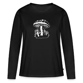 Champignon Cueilleur de champignons Champignons Champignons - T-shirt manches longues Premium bio Femme - noir - Devant - Julia (174cm)