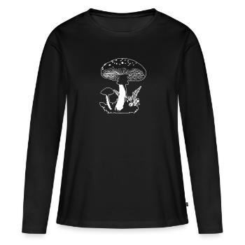 Champignon Cueilleur de champignons Champignons Champignons - T-shirt manches longues Premium bio Femme - noir - Devant - Julia (174cm)
