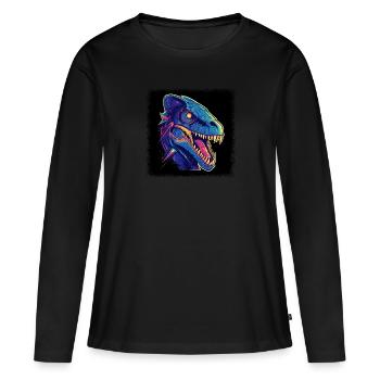 funny quote t-rex rex green dinosaurus chrome dino - Frauen Premium Bio Langarmshirt - Schwarz - Vorne - Julia (174cm)
