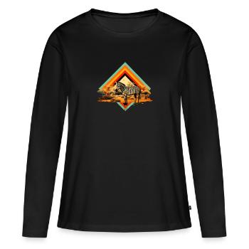 Zèbre dans la savane - T-shirt manches longues Premium bio Femme - noir - Devant - Julia (174cm)