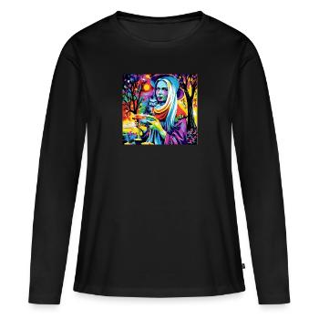 Sorcière - T-shirt manches longues Premium bio Femme - noir - Devant - Julia (174cm)