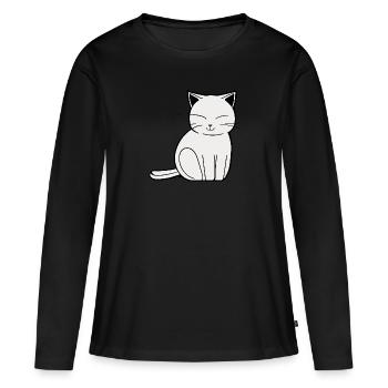 Chat mignon - T-shirt manches longues Premium bio Femme - noir - Devant - Julia (174cm)