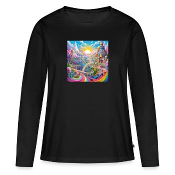 icecrusher Cartographic Pencil Art Color - Frauen Premium Bio Langarmshirt - Schwarz - Vorne - Julia (174cm)
