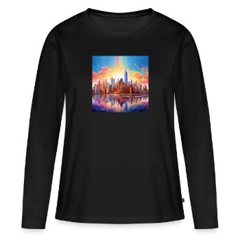 icecrusher New YorkSkyline Cartographic - T-shirt manches longues Premium bio Femme - noir - Devant - Julia (174cm)