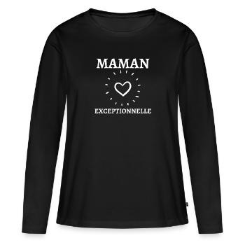 Maman exceptionnelle - T-shirt manches longues Premium bio Femme - noir - Devant - Julia (174cm)