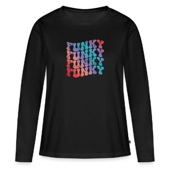 Funky Vintage - T-shirt manches longues Premium bio Femme - noir - Devant - Julia (174cm)