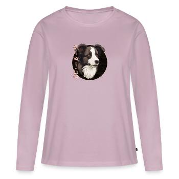 Collie de la frontière japonaise - T-shirt manches longues Premium bio Femme - rose poudré - Devant - Julia (174cm)