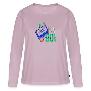 90er Jahre Niedlich 80er Jahre Retro Vintage Lustig Cool Nostalgie - Frauen Premium Bio Langarmshirt - Altrosa - Vorne - Julia (174cm)