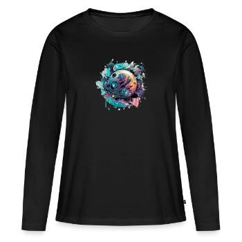 Un monde en fusion - T-shirt manches longues Premium bio Femme - noir - Devant - Julia (174cm)