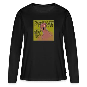 Fantôme effrayé le vendredi 13 - T-shirt manches longues Premium bio Femme - noir - Devant - Julia (174cm)