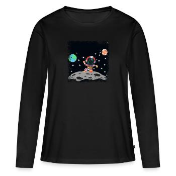 astronaute rouge blanc grunge - T-shirt manches longues Premium bio Femme - noir - Devant - Julia (174cm)