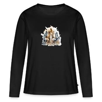 Die Venus des Schachs - Frauen Premium Bio Langarmshirt - Schwarz - Vorne - Julia (174cm)