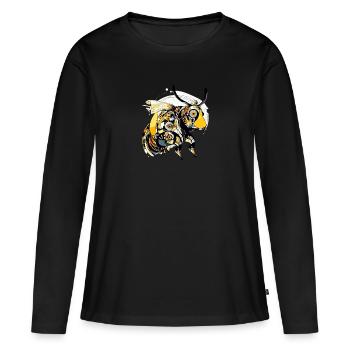 Die Greta-Biene - Frauen Premium Bio Langarmshirt - Schwarz - Vorne - Julia (174cm)