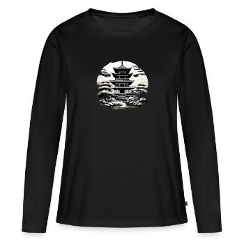 Japanischer Tempel - Frauen Premium Bio Langarmshirt - Schwarz - Vorne - Julia (174cm)