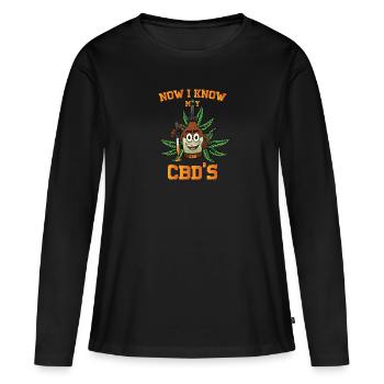 Plantesta maintenant je connais MES CBD - T-shirt manches longues Premium bio Femme - noir - Devant - Julia (174cm)