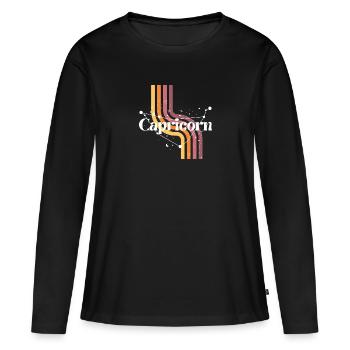 Capricorne horoscope rétro - T-shirt manches longues Premium bio Femme - noir - Devant - Julia (174cm)