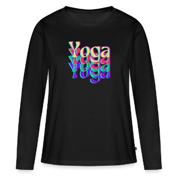 Yoga Spread - Frauen Premium Bio Langarmshirt - Schwarz - Vorne - Julia (174cm)