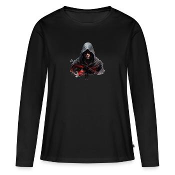 Ombre secrète - T-shirt manches longues Premium bio Femme - noir - Devant - Julia (174cm)