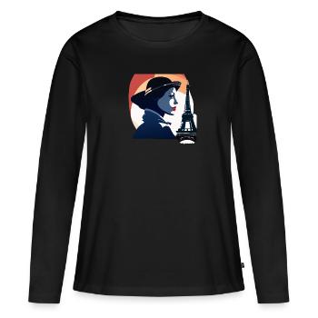 Tour Eiffel - T-shirt manches longues Premium bio Femme - noir - Devant - Julia (174cm)