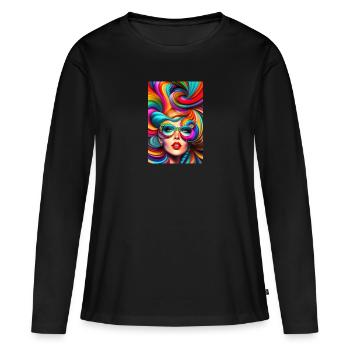 psychedelische Frau - Frauen Premium Bio Langarmshirt - Schwarz - Vorne - Julia (174cm)