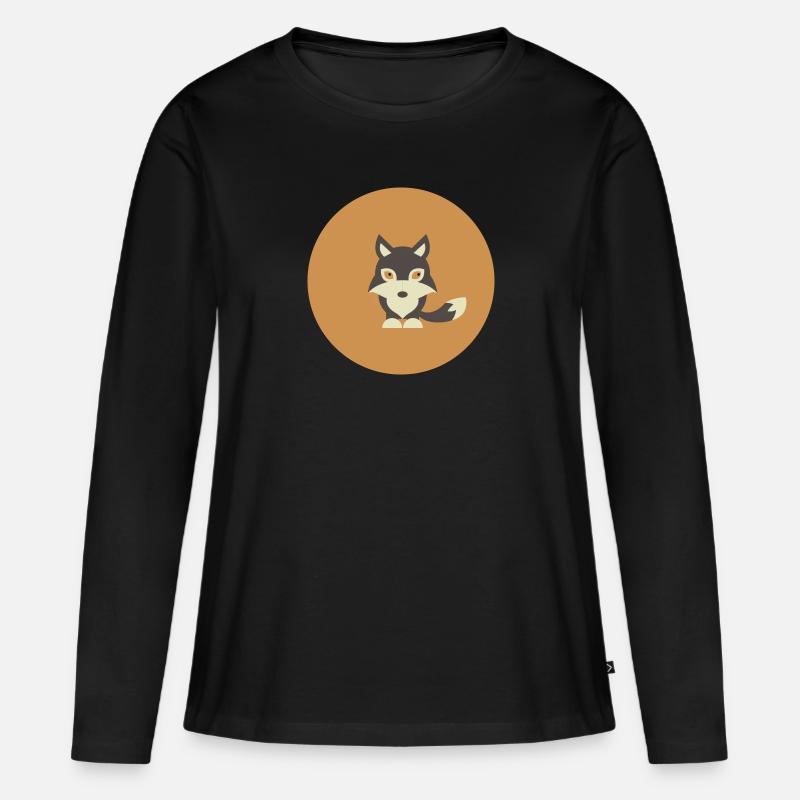 Wolf - Frauen Premium Bio Langarmshirt - Schwarz
