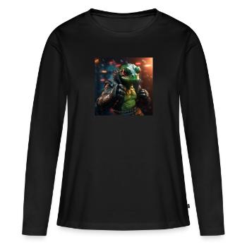 Boxing Frog - Women's Premium Organic Long Sleeve Shirt - black - Front - Julia (174cm)