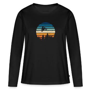 Retro Motorrad - Frauen Premium Bio Langarmshirt - Schwarz - Vorne - Julia (174cm)