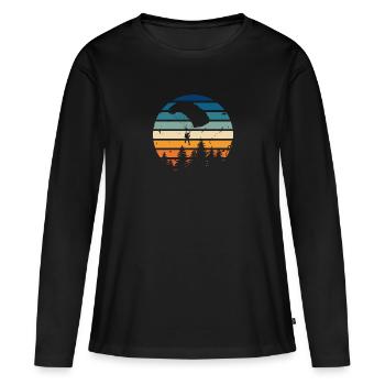 Retro-Fallschirm - Frauen Premium Bio Langarmshirt - Schwarz - Vorne - Julia (174cm)