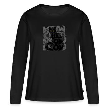 Miaou Chica Miaou Miaou Miaou - T-shirt manches longues Premium bio Femme - noir - Devant - Julia (174cm)