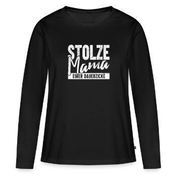 Stolze Mama einer Dauerzicke - Frauen Premium Bio Langarmshirt - Schwarz - Vorne - Julia (174cm)
