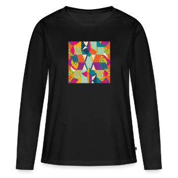 Modèles traditionnels - T-shirt manches longues Premium bio Femme - noir - Devant - Julia (174cm)