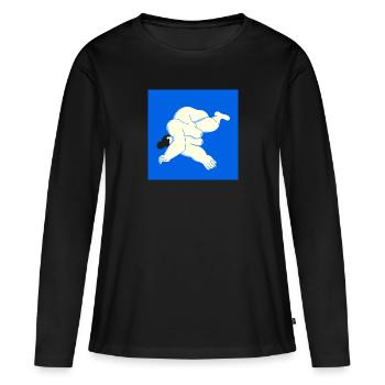 Corps féminin sur fond bleu - T-shirt manches longues Premium bio Femme - noir - Devant - Julia (174cm)