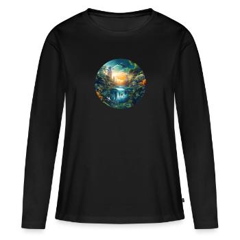 Ein Sonnenuntergang in der Grossstadt im Amazonas - Frauen Premium Bio Langarmshirt - Schwarz - Vorne - Julia (174cm)