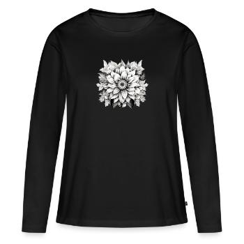 Sunflower in mandala style - Women's Premium Organic Long Sleeve Shirt - black - Front - Julia (174cm)