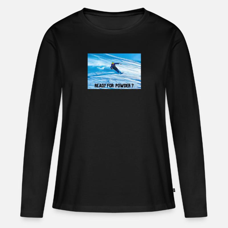 READY FOR POWDER - Frauen Premium Bio Langarmshirt - Schwarz