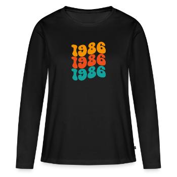 1986 Année de naissance - T-shirt manches longues Premium bio Femme - noir - Devant - Julia (174cm)