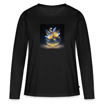 Vase en verre en rétro-éclairage - T-shirt manches longues Premium bio Femme - noir - Devant - Julia (174cm)