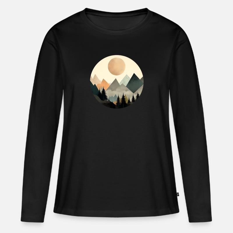 Berge - Frauen Premium Bio Langarmshirt - Schwarz