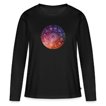 Illustration du zodiaque - T-shirt manches longues Premium bio Femme - noir - Devant - Julia (174cm)
