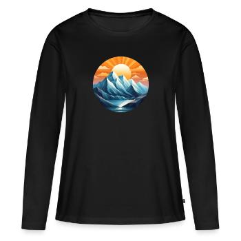 Montagnes et rayons de soleil - T-shirt manches longues Premium bio Femme - noir - Devant - Julia (174cm)