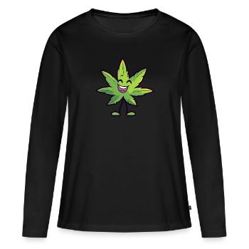Cannaman - Frauen Premium Bio Langarmshirt - Schwarz - Vorne - Julia (174cm)