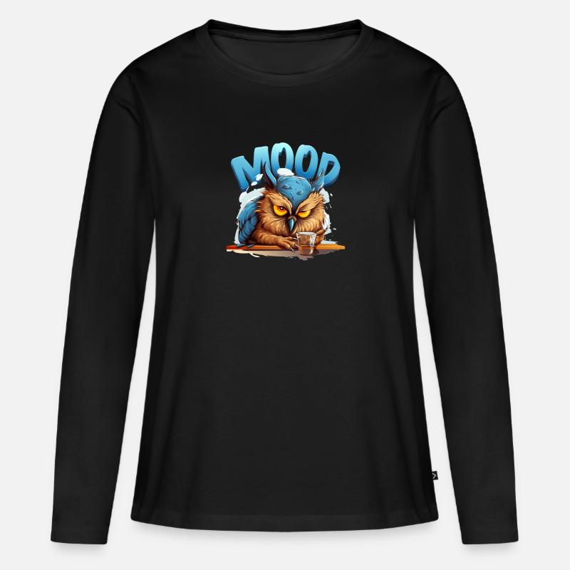 Eule - Frauen Premium Bio Langarmshirt - Schwarz