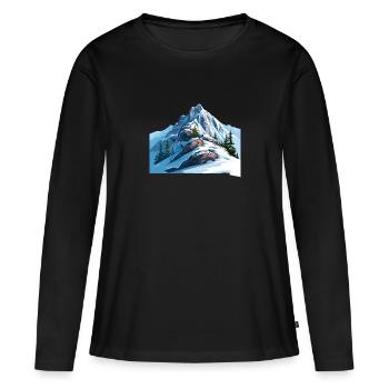 Une journée hivernale à la montagne - T-shirt manches longues Premium bio Femme - noir - Devant - Julia (174cm)