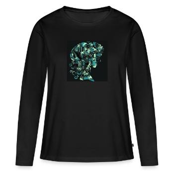 Femme bleue - T-shirt manches longues Premium bio Femme - noir - Devant - Julia (174cm)
