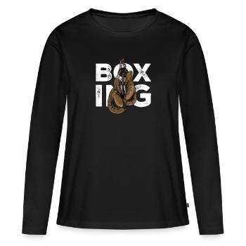 Gants de boxe - T-shirt manches longues Premium bio Femme - noir - Devant - Julia (174cm)