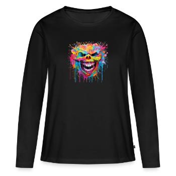 dunkles Lachen - Frauen Premium Bio Langarmshirt - Schwarz - Vorne - Julia (174cm)
